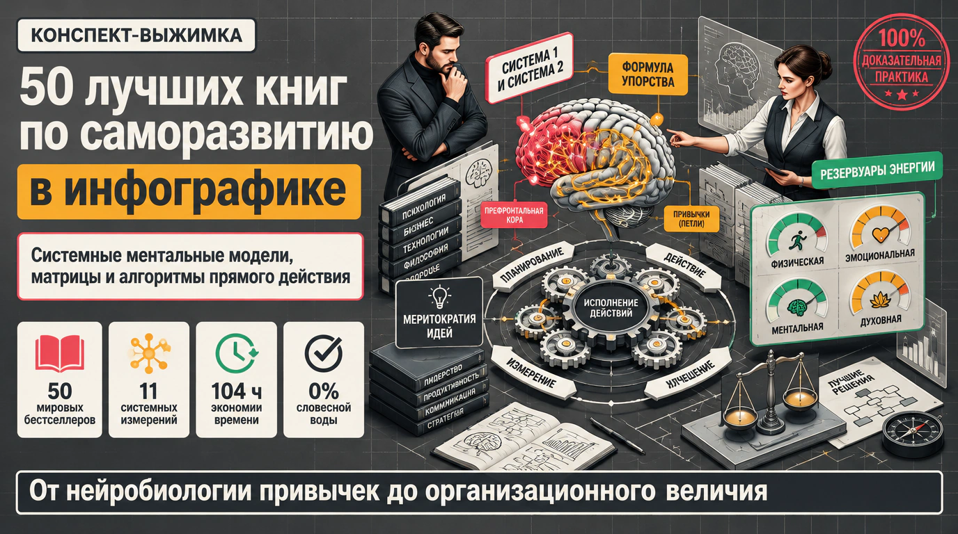 50 лучших книг по саморазвитию в инфографике