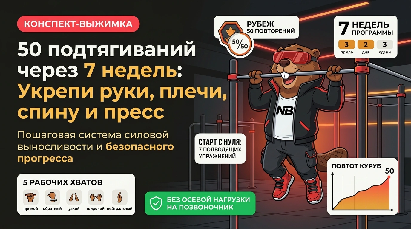 Обложка курса «50 подтягиваний через 7 недель: Укрепи руки, плечи, спину и пресс»