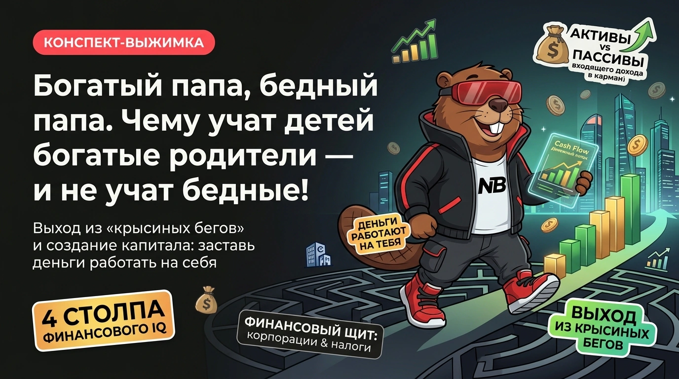 Обложка курса «Богатый папа, бедный папа. Чему учат детей богатые родители — и не учат бедные!»