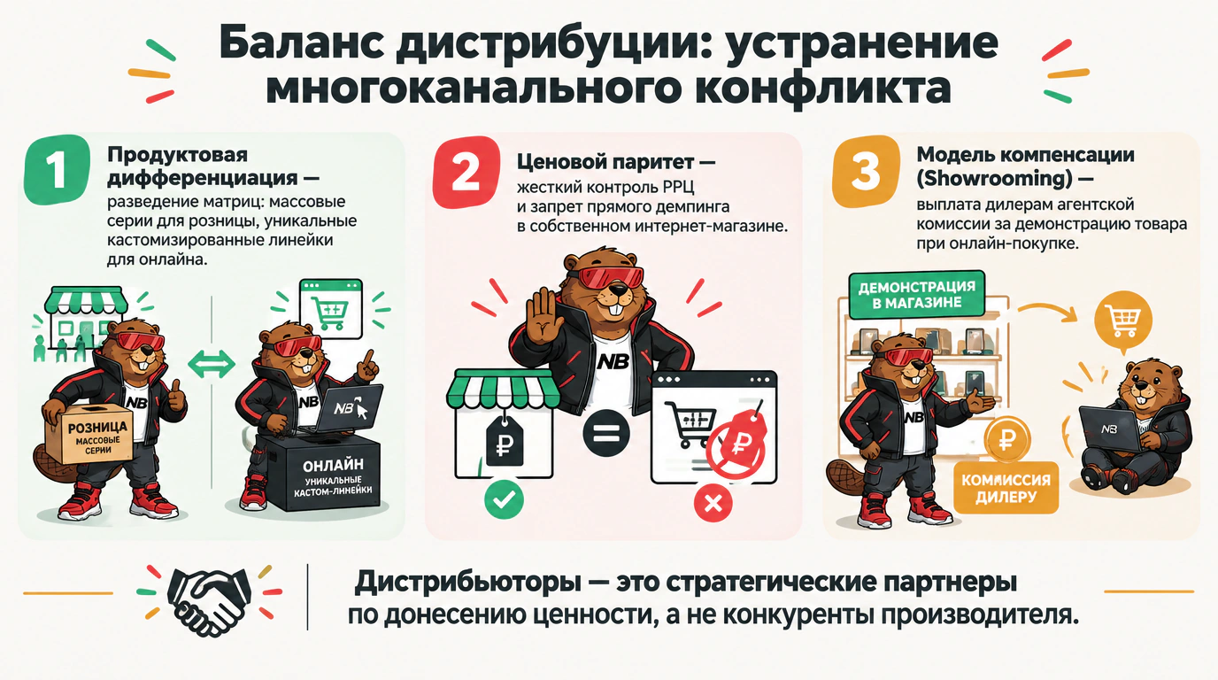 Инфографика: Архитектура разрешения многоканальных конфликтов между онлайном и дилерской сетью