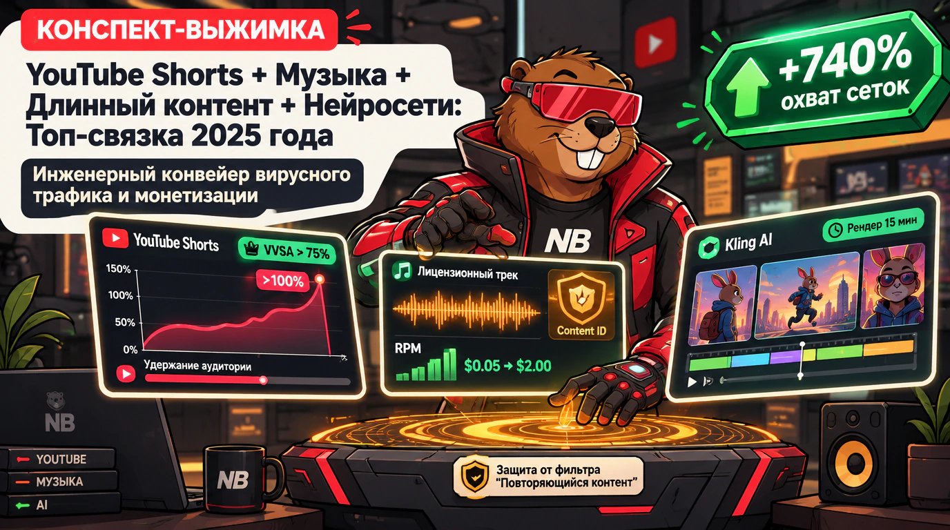YouTube Shorts + Музыка + Длинный контент + Нейросети: Топ-связка 2025 года