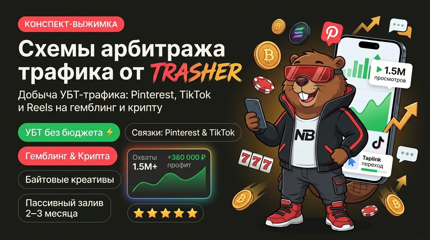 Обложка курса «Схемы арбитража трафика от TRASHER»