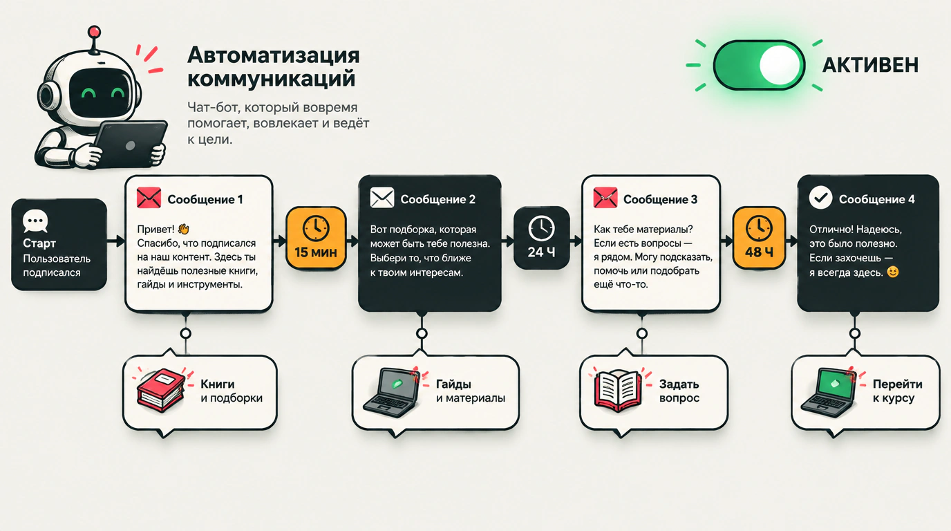 Сборка автоматической цепочки сообщений в чат-боте Senler