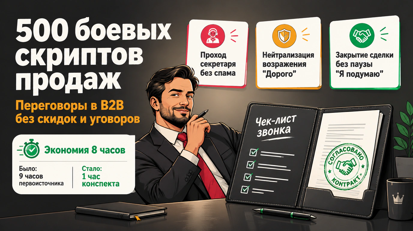 Изображение 2 к курсу «Скрипты продаж: 500 шаблонов ответов на возражения»