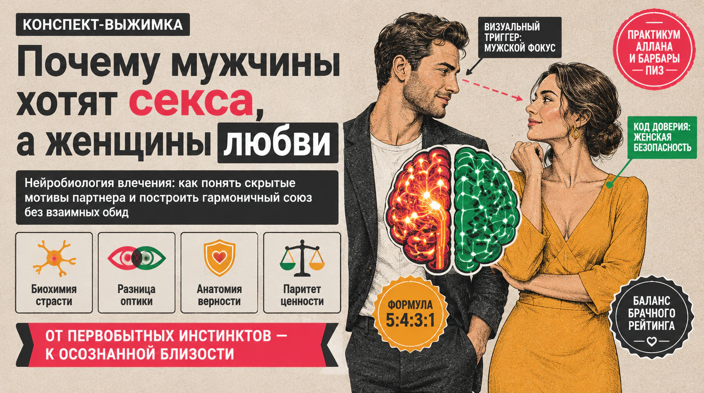 Обложка курса «Почему мужчины хотят секса, а женщины любви»
