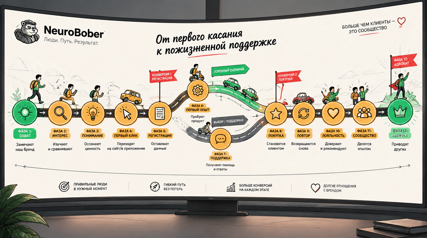 Принципы автоворонки и 12-фазовая модель коммуникации