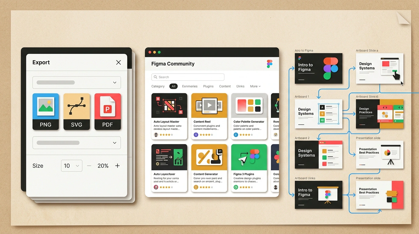Экспорт, Figma Community и создание презентаций