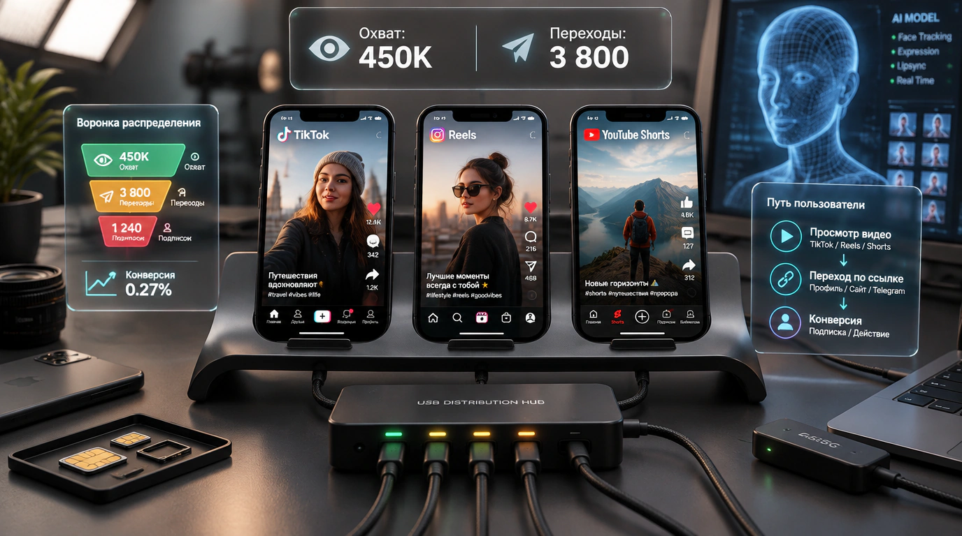 Мультиплатформенный залив: TikTok, Instagram Reels и YouTube Shorts