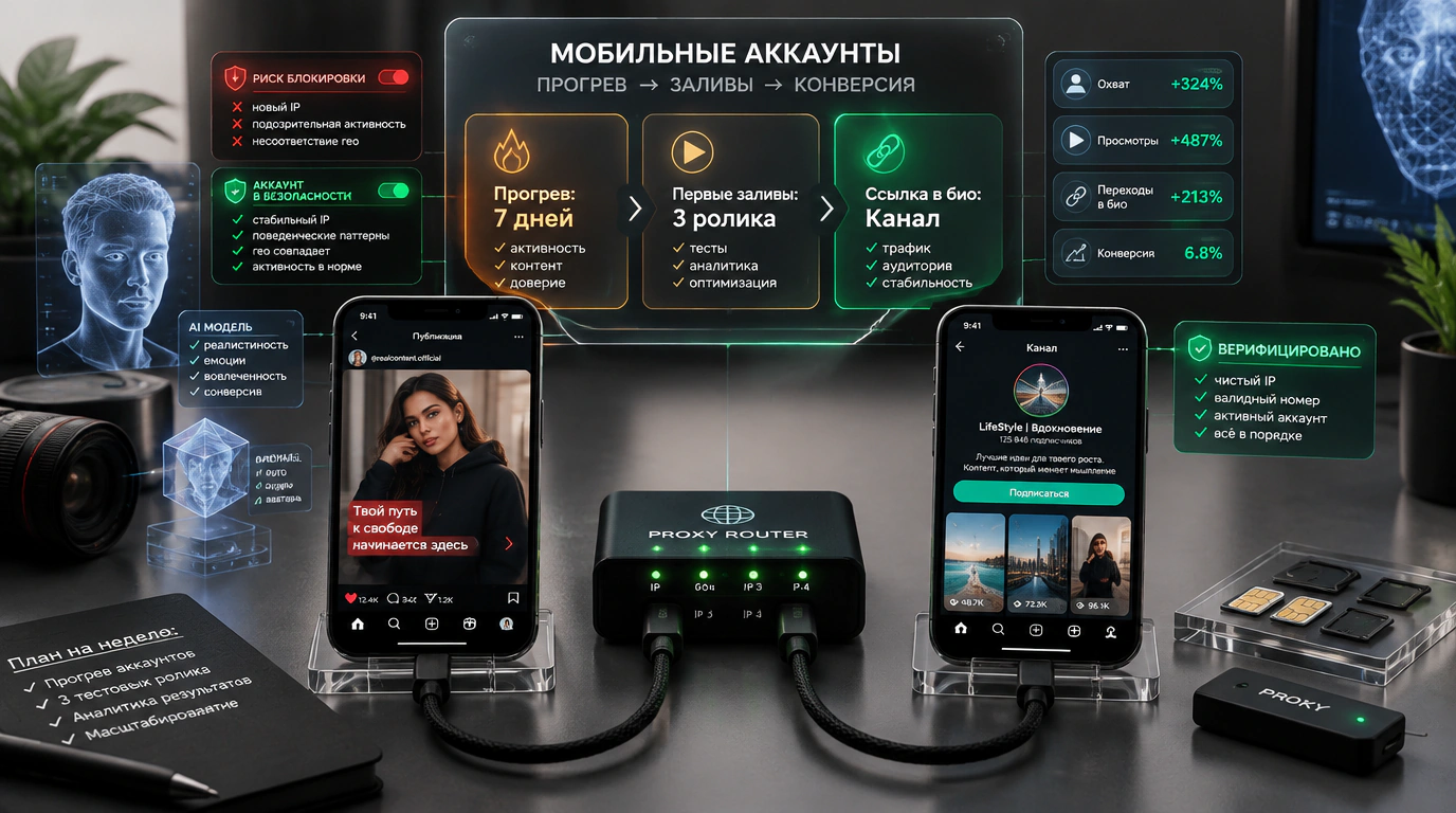 Прогрев аккаунтов и воронка перелива трафика с нейроперсонажа