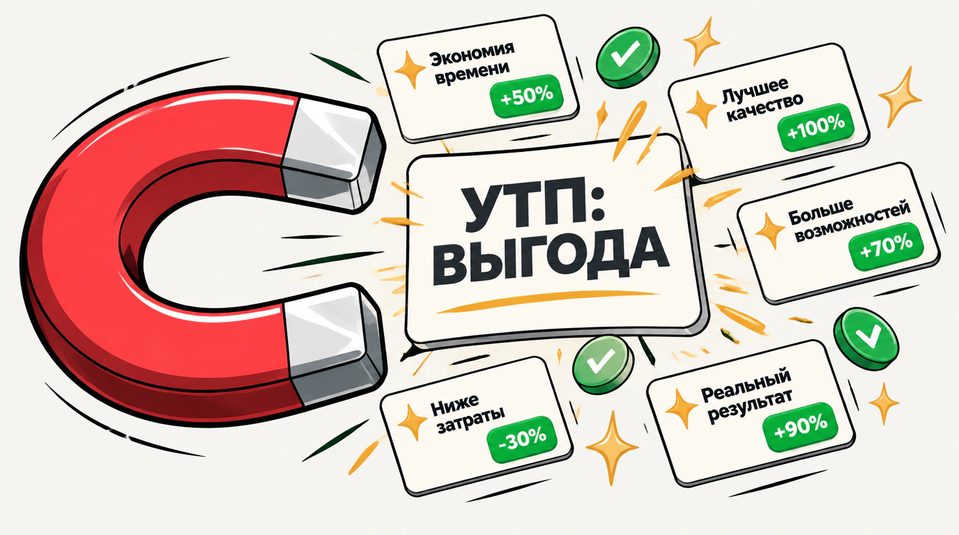Убойное торговое предложение, список выгод и слоган