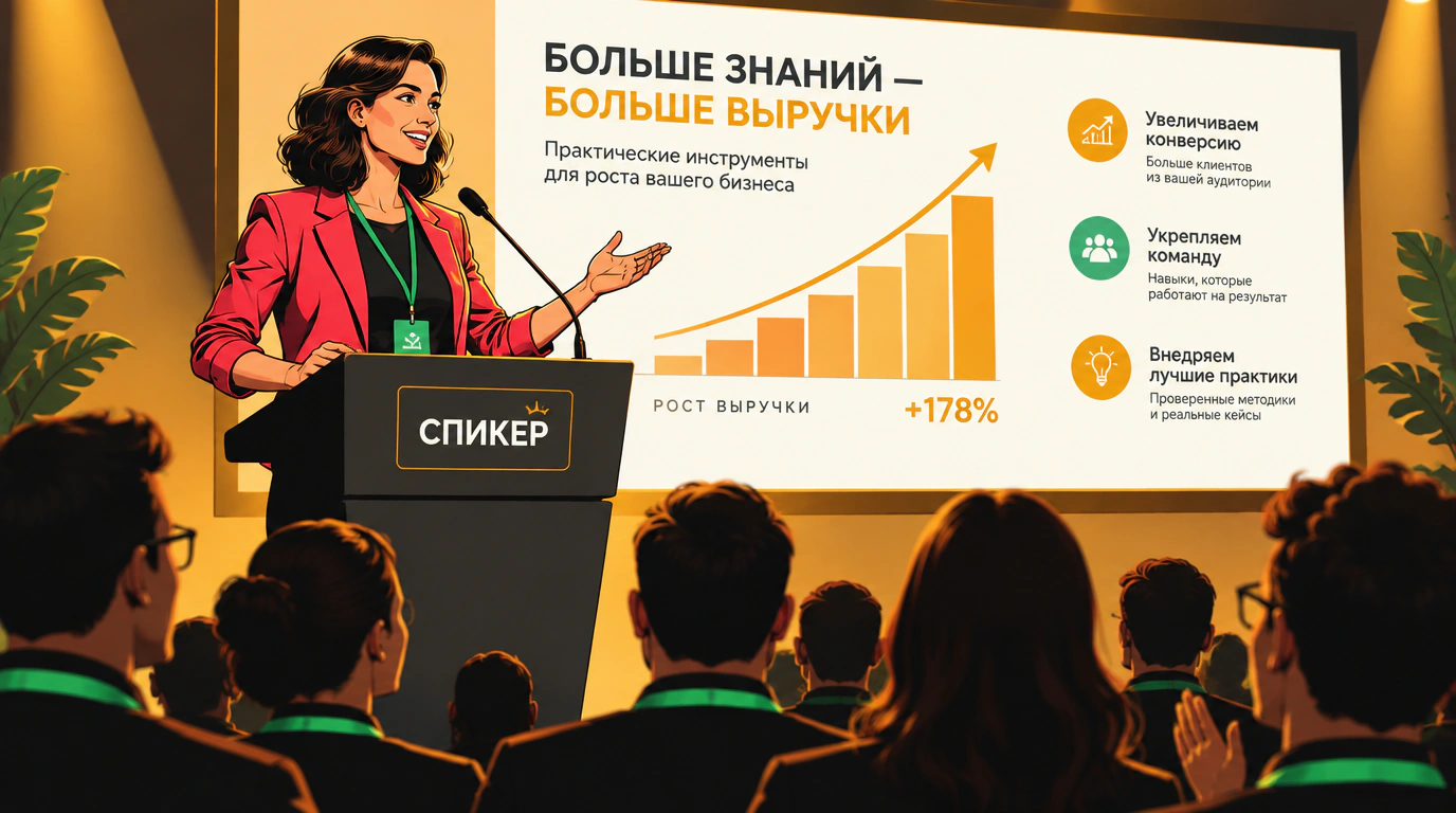 Публичные выступления, бесплатные семинары и работа на выставках