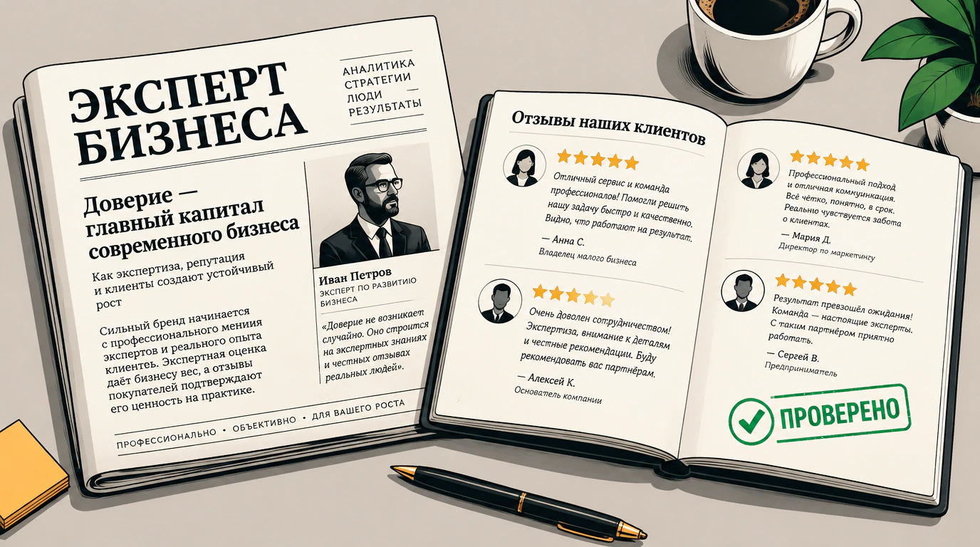 Экспертные статьи, корпоративная пресса и сбор отзывов