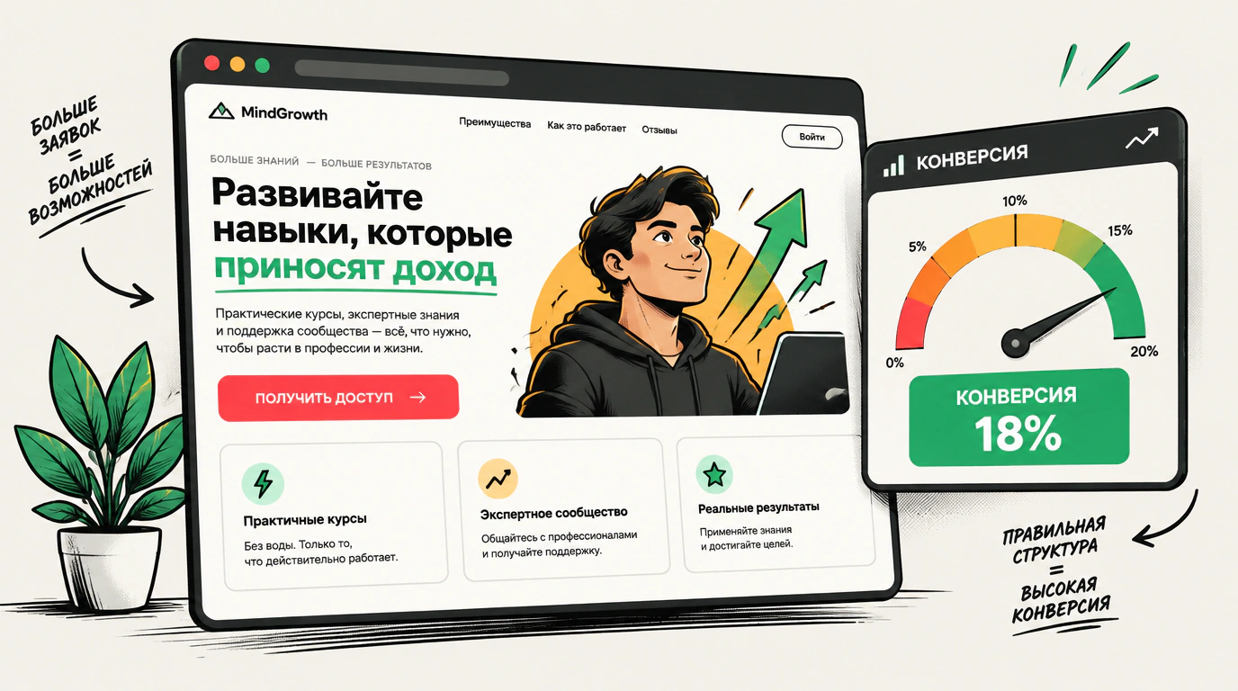 Продающий сайт и посадочные страницы с высокой конверсией