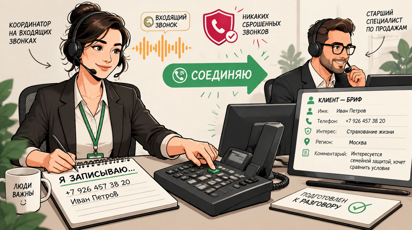 Архитектура входящего звонка и скрипт первичной линии
