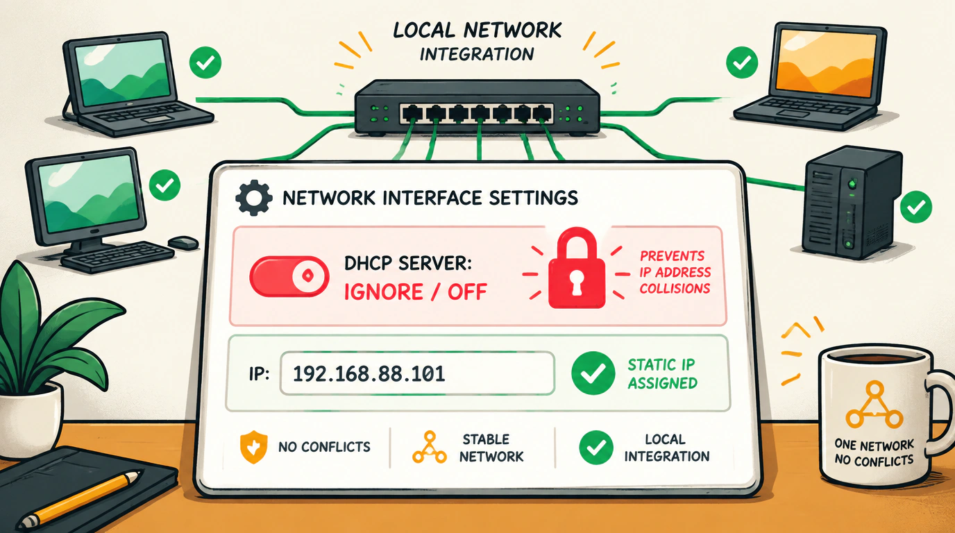 Настройка локальной адресации и отключение DHCP