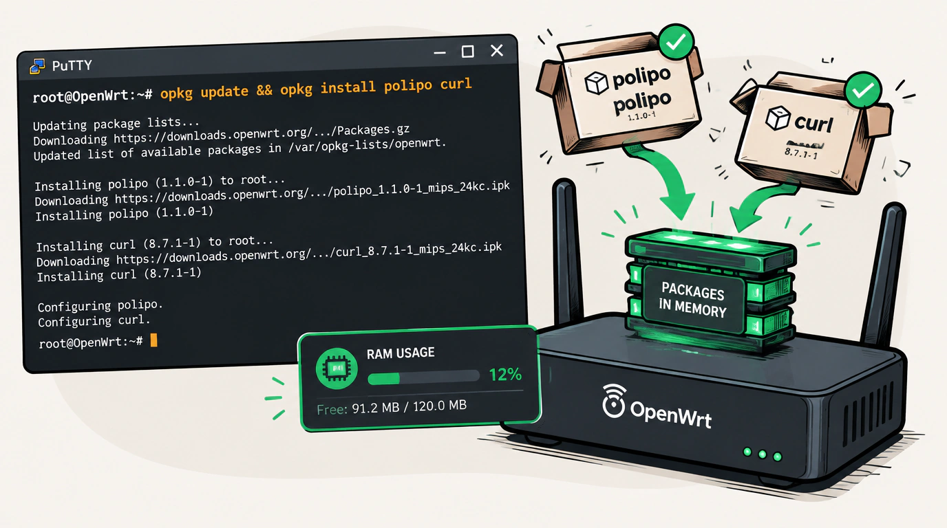 Подключение по SSH и установка пакетов через opkg
