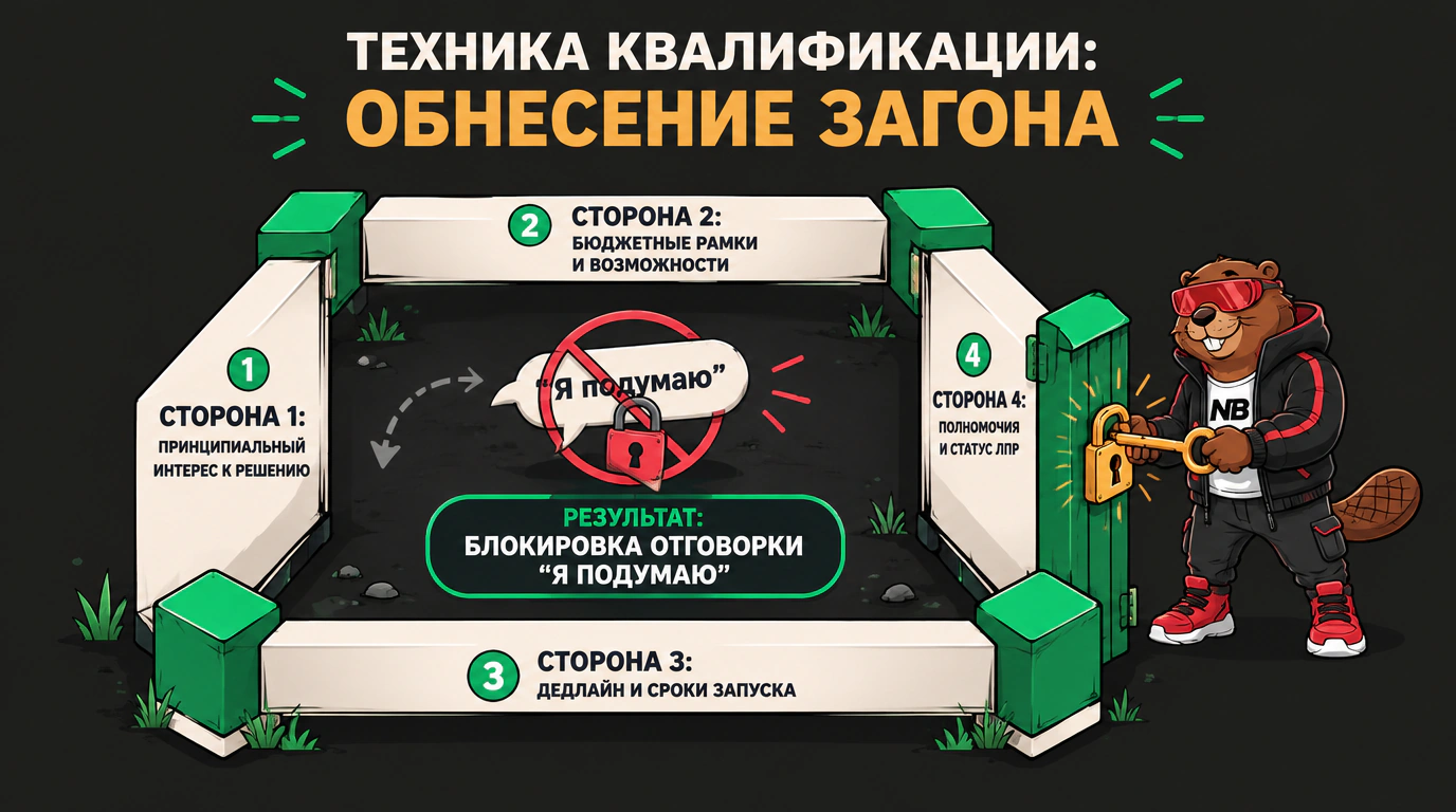 Инфографика техники «Обнесение загона» для квалификации сделки по 4 параметрам