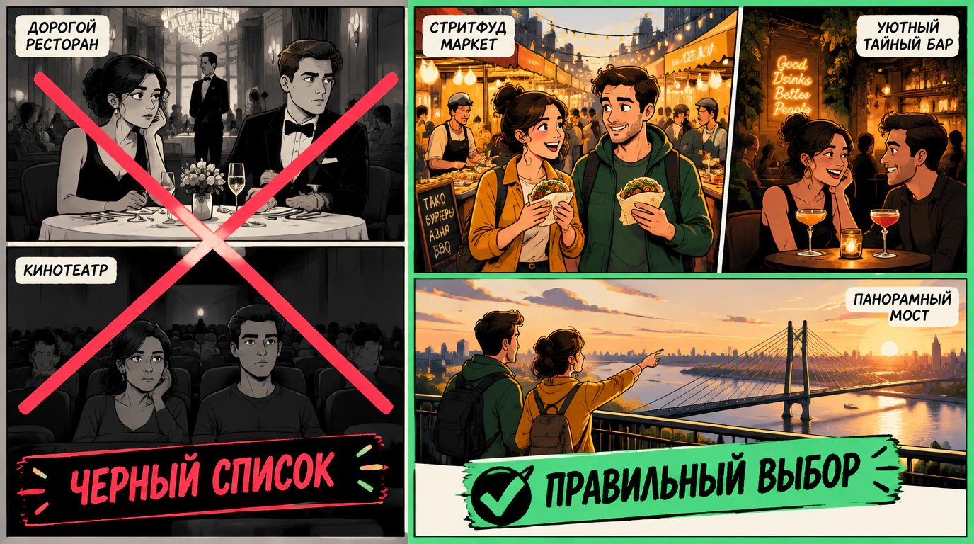 Выбор локаций для свидания и черный список мест