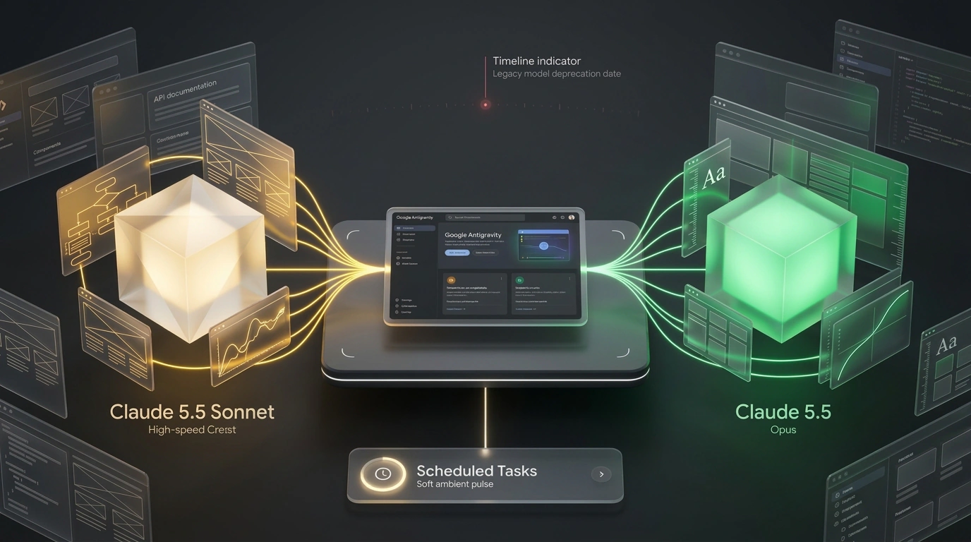 Интеграция Claude 5.5 Sonnet и Opus в среду Google Antigravity для архитектурного проектирования и верстки веб-интерфейсов.