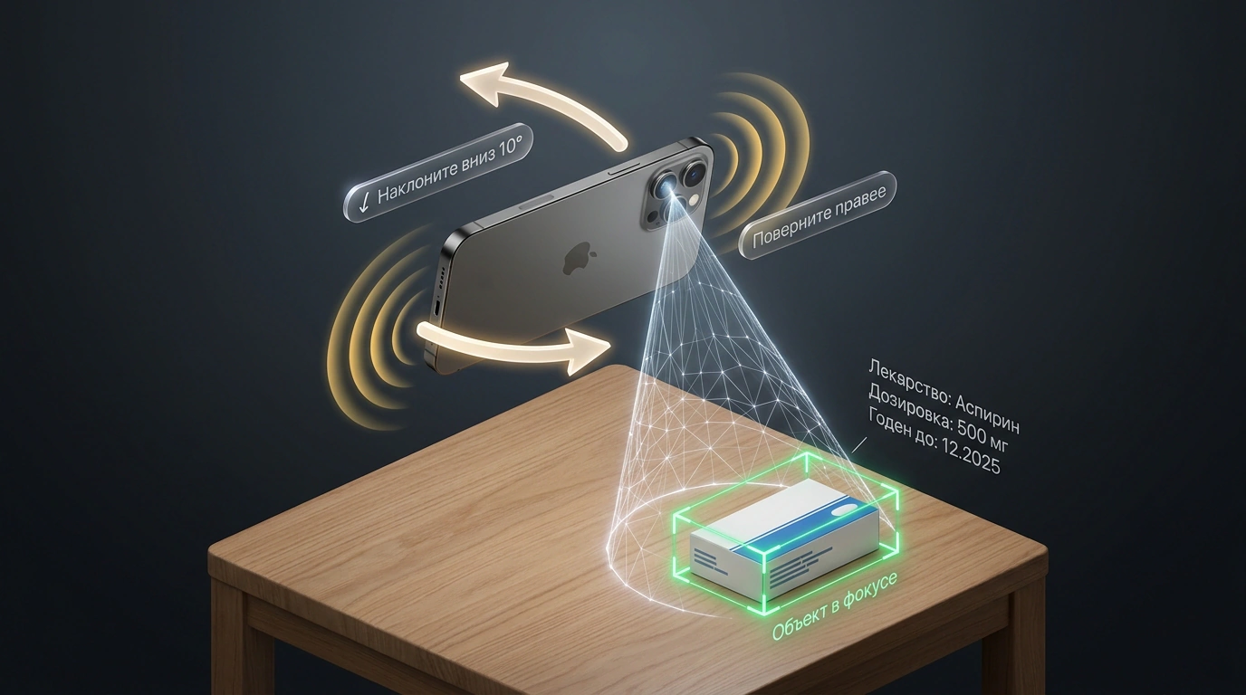 Функция пространственной голосовой навигации камеры Gemini Live Guided Vision помогает позиционировать смартфон для слабовидящих людей.