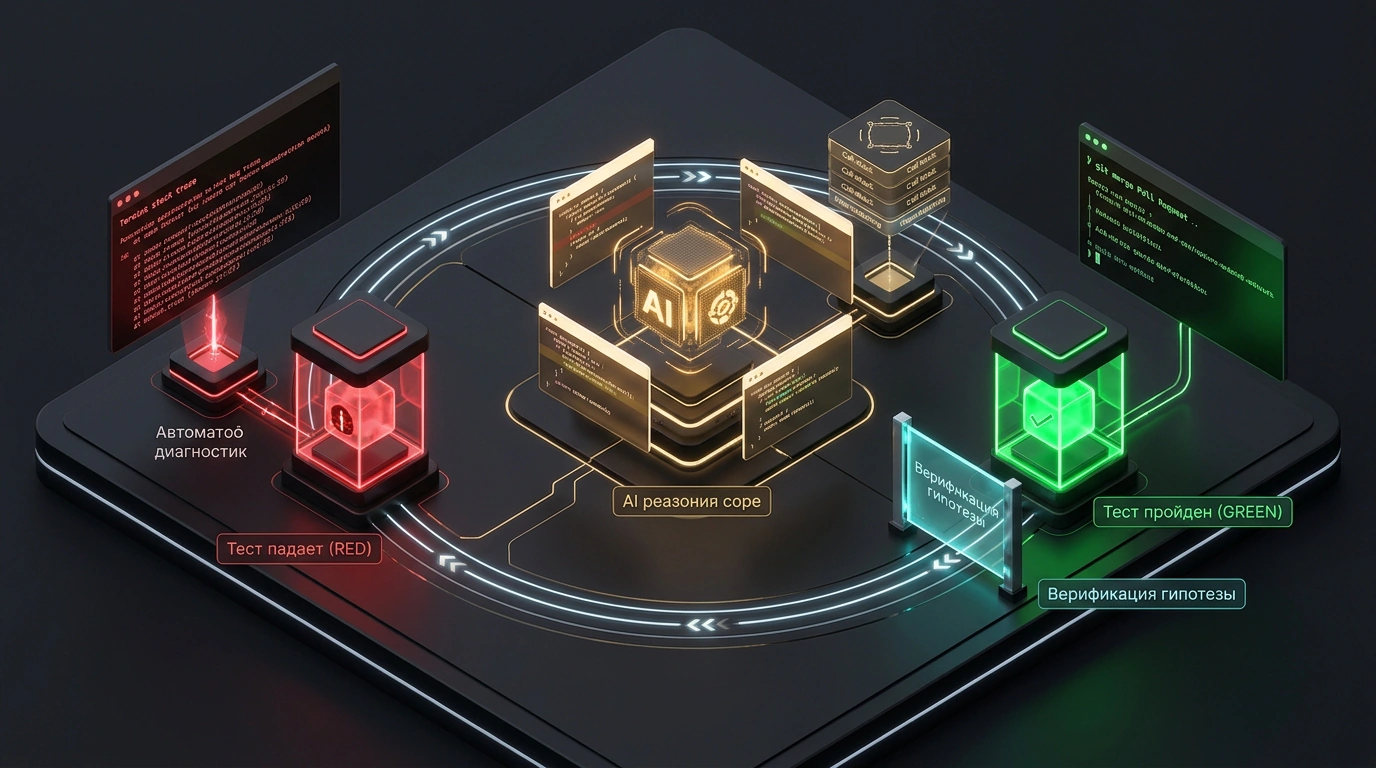 Автономный агент Reason 1.0: воспроизведение программной ошибки через синтез падающего теста перед внесением исправлений в код.