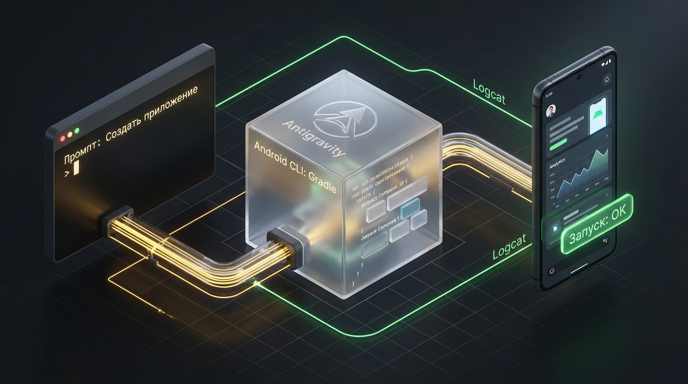 Автономный конвейер сборки Android-приложений в Antigravity от текстового промпта до запуска Jetpack Compose на облачном смартфоне.