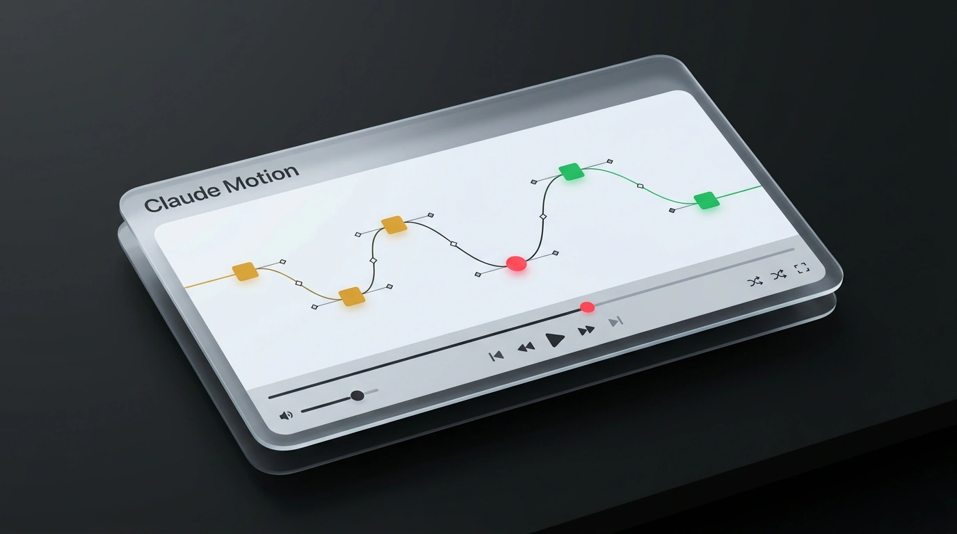 Цифровой мокап интерфейса Claude Motion с интерактивным векторным таймлайном и панелью предпросмотра.