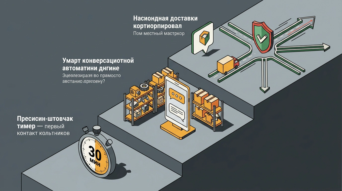 Опыт масштабирования B2B-бизнеса: скорость первого ответа за 30 минут, интеграция складских чат-ботов и безопасная доставка по всей стране.