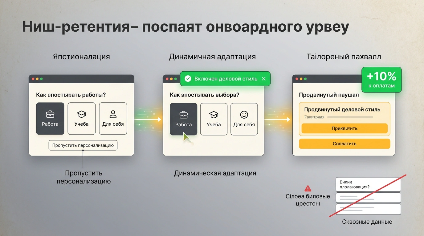 Редакционная иллюстрация: правила проектирования приветственного опроса в SaaS без оттока пользователей на примере Grammarly.