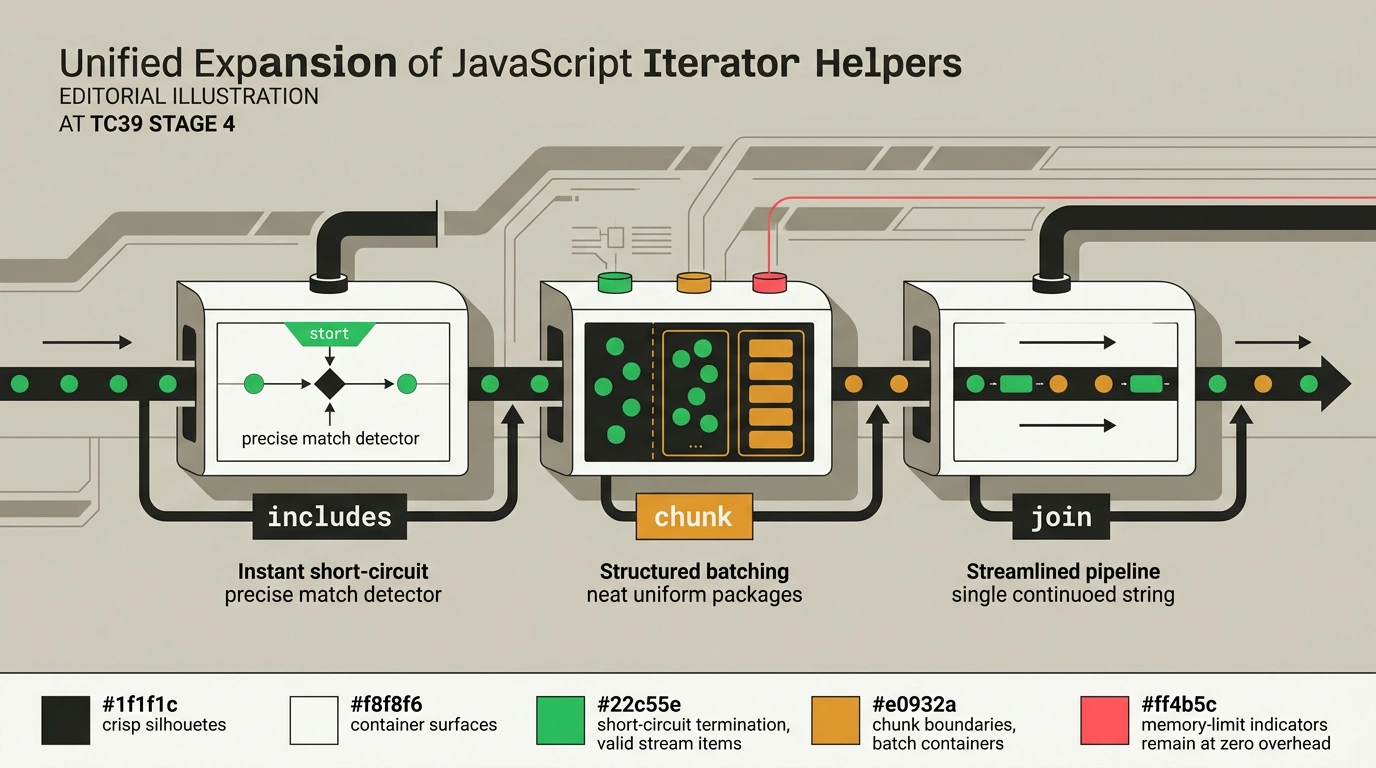 Концептуальная схема расширения прототипа итераторов JavaScript новыми методами поточной обработки данных на Stage 4.