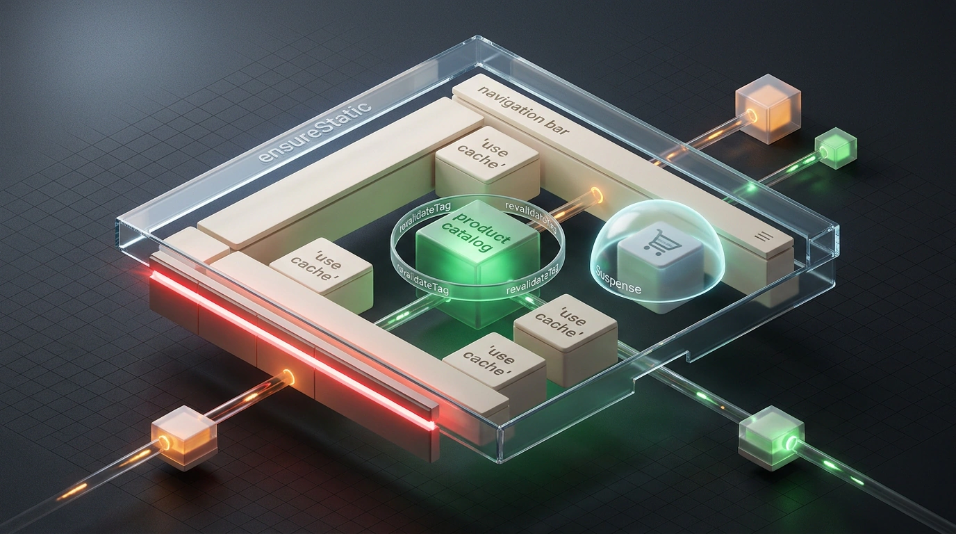 Архитектура Cache Components в Next.js с гранулярными островками директивы use cache и компиляторной защитой ensureStatic.
