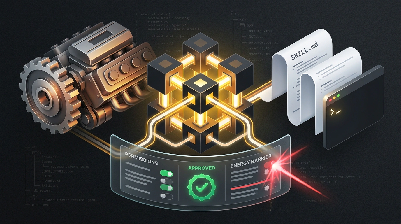 Иллюстрация пакетного менеджера pnpm 12.11.0 с оркестрацией тулчейна Rust, доставкой навыков для ИИ-агентов и интерактивным щитом прав.