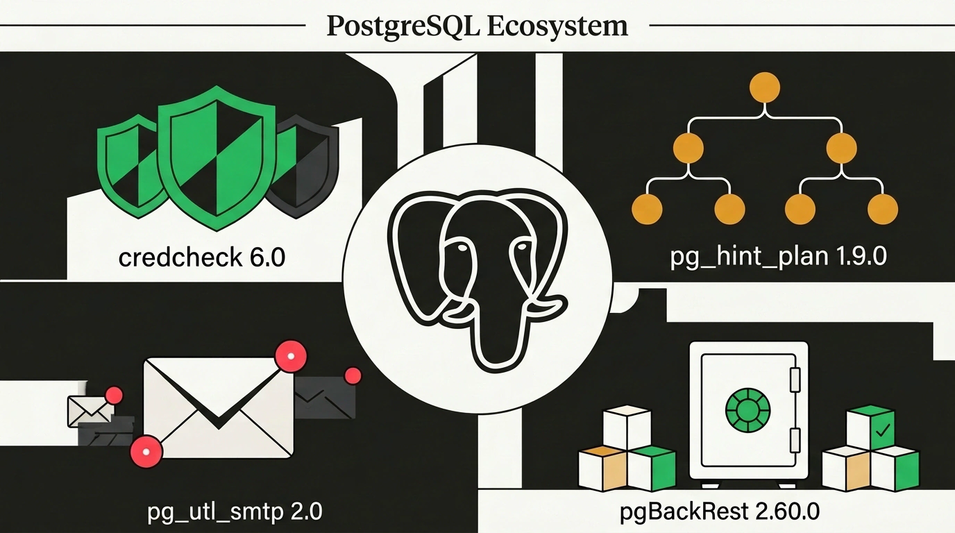 Квартет архитектурных модулей экосистемы PostgreSQL для безопасности, бэкапа и оптимизации