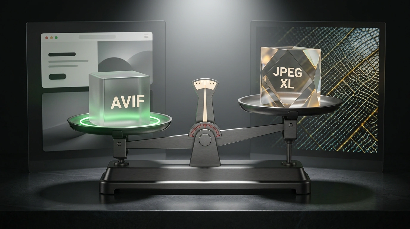 Концептуальный дуэт форматов AVIF и JPEG XL на весах точности: победа компактного сжатия в повседневном вебе.